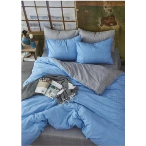 Sedali Home Çarşafı Lastikli Mavi Gri Çift Yönlü Tek Kişilik Nevresim Takımı