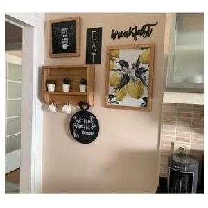 Wood Home Works Ahşap Mutfak Dekor Tablo Seti Klasik Tasarım 6 Parça Doğal Ahşap