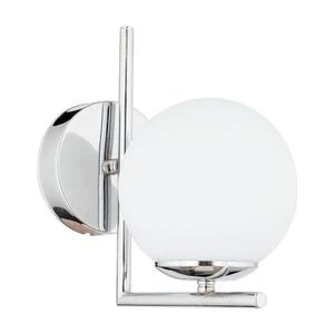 Fer Avize  Korner Modern Spor Dekoratif Krom Renk Glop Beyaz Camlı Duvar Aplık