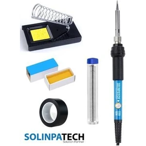 60W Sıcaklık Ayarlanabilir Havya Lehim Makinası, Standı, Lehim, Lehim Pastası, Bant