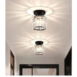 Modern Luxury Plafonyer Tavan Kristal Taşlı Avize Hol Antre Avize Siyah