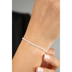 Elika Silver Kadın Beyaz Zirkon Taşlı Su Yolu Kadın Gümüş Bileklik