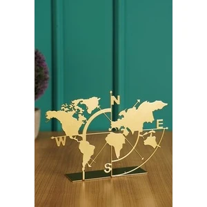 Muyika Metal Gold Renk Masa Üstü Biblo Dünya Haritası 18x26cm Bbl-m
