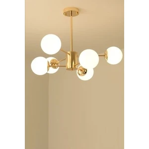 Ömür Avize Rita Modern Gold Kaplama Beyaz Globe Camlı Altılı Avize