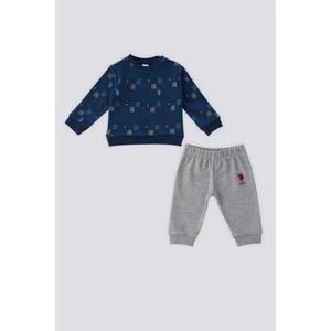 U.S. Polo Assn. Koyu İndigo Bisiklet Yaka Bebek 2'li Takım