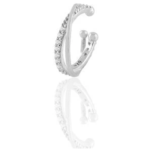 Söğütlü Silver Gümüş Zirkon Taşlı Iki Sıra Görünümlü Sıkıştırmalı Tekli Kıkırdak Küpe