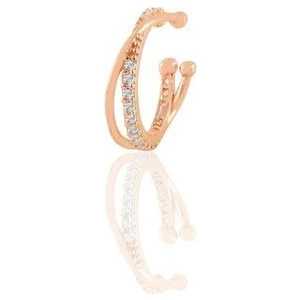 Söğütlü Silver Gümüş Rose Zirkon Taşlı Iki Sıra Görünümlü Sıkıştırmalı Tekli Kıkırdak Küpe