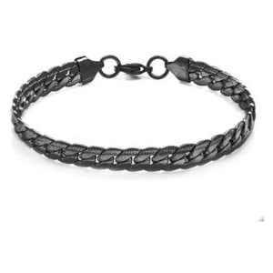 Trend Collection Snake Unisex Kararmaz Siyah Çelik Bileklik