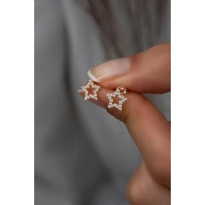 925 Ayar Gümüş Rose Zirkon Taşlı Yıldız Küpe