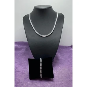 Gümüş Kaplama Su Yolu Zirkon Kolye & Bileklik Seti