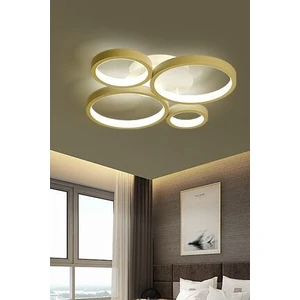 Ömür Avize Kiev Modern Ledli  eskitme gold kasa Plofonyer Dörtlü Avize