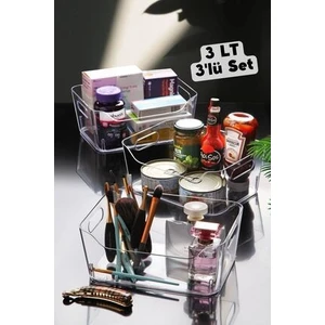 Nandy Home 3 lt Clear Buzdolabı & Dolap İçi Düzenleyici Organizer 3 Adet 23 x 16 x 9.5 cm