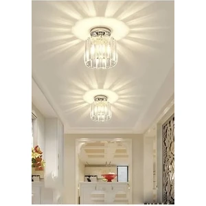 Fico Home Luxury Tavan Kristal Taşlı Avize Krom Hol Antre Avize Büyük Boy