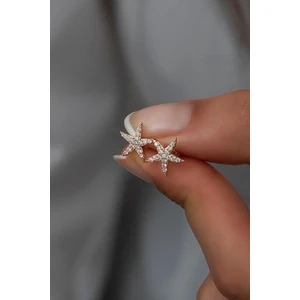 925 Ayar Gümüş Rose Zirkon Taşlı Deniz Yıldız Küpe