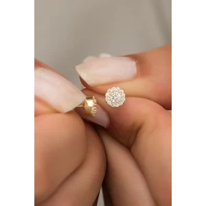 925 Ayar Gümüş Minik Gold Zirkon Tektaş Küpe