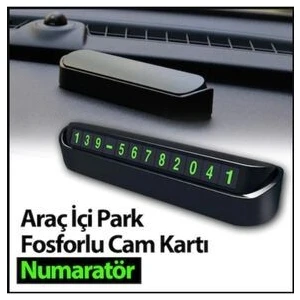 Araç Içi Park Telefon Numarası Fosforlu Numaratör Oto Cam Kartı