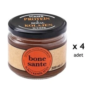 Bone Sante İlikli Kemik Suyu 300 ml x4 – Türkiye Menşeli, Besleyici ve Pratik Tek Kullanımlık Sağlıklı İçecek
