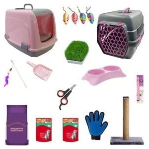 Kedi Tuvalet Seti ve Ihtiyaçları 14'lü Pembe Set