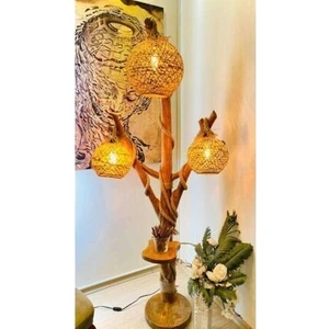 Menal Art Menalart Ağaç Tasarım Ağaç Lambader Doğal Ağaç 140 cm Halikarnas Serisi Köşe Aydınlatma Kütük Ahşap Lambader