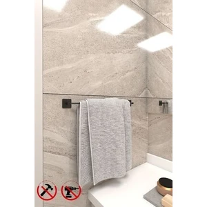 Alper Banyo Jasmin Kare Yapışkanlı Siyah Uzun Havluluk Havlu Askısı 40 cm