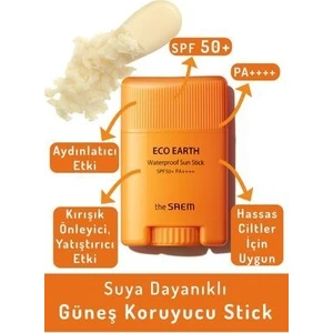 The Saem Suya Dayanıklı Güneş Koruyucu Stick 17 gr - Eco Earth Waterproof Sun Stick Spf 50+ ve Pa++++