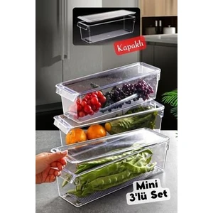 Nandy Home Mini Tall Clear Buzdolabı & Dolap İçi Düzenleyici Organizer 3 Adet