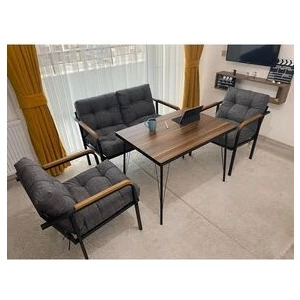 Modern Style Home Venüs Balkon, Bahçe, Cafe - Metal Kanepe Koltuk Takımı - 2+1+1 + Masa