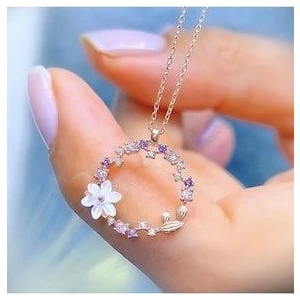 Mia Vento Manolya Çiçeği Sevgi Haresi Rose Renk Flowers Gümüş Kolye