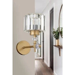 İstanbul Avize Tekli Kristal Taşlı Klasik Eskitme Aplik, Yukarı Işık Yönlü, E27 Duy, Metal Gövde, Türkiye Üretimi