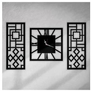 Dekoratif Ahşap Mdf 3 Parça Duvar Saati 85 x 50CM