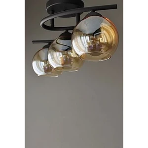 Fer Avize  Fuji Modern Dekoratif Siyah Renk Bal Camlı 3 Lü Avize