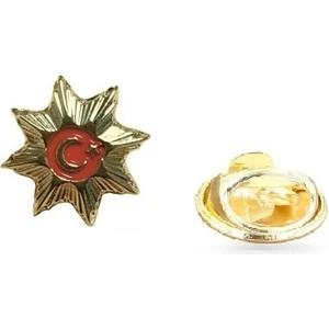 Herşey Nota Altın Yıldız Desenli Türk Bayrağı Ay Yıldız Rozet Yaka Rozeti