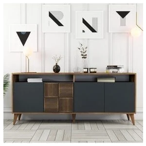 Variant Mobilya Milan Konsol – Ceviz ve Siyah Mermer Desenli Yonga Levha, Modern Tasarım, Dayanıklı, 180x78x35 cm