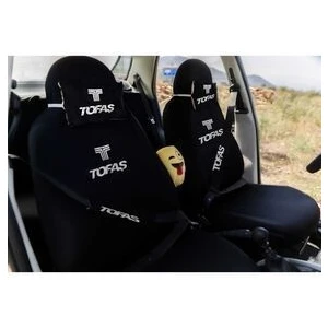Tofaş Logolu 12 Parça Oto Koltuk Penye Kılıf Seti ( Ön Arka Kılıf Set+2 Boyun Yastık+2 Kemer Kılıf+Emoji Yastık+2 Koku)