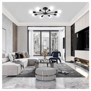 Fer Avize  Yıldız Dekoratif Modern Tasarım Siyah  8 Li Avize (Ampulsüz)