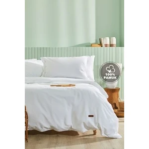 Bedding Plain Çift Kişilik Ranforce Yıkamalı Nevresim Takımı - Optik Beyaz