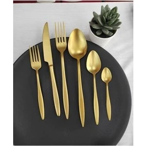 84 Parça 12 Kişilik Carmen Mat Titanyum Gold Çatal Kaşık Bıçak Seti