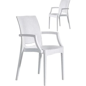 2 Adet Rattan Lüx Beyaz Sandalye / Balkon-Bahçe-Teras