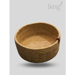 BEVEZ HOME Çok Amaçlı Jüt Hasır Sepet %100 Pamuklu İp ile Şık Dekorasyon 20x10 cm