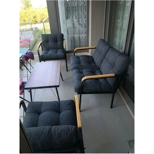 Modern Style Home Jüpiter Balkon, Bahçe, Cafe - Metal Kanepe Koltuk Takımı - 2+1+1 + Sehpa