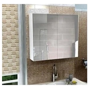 Lavabo Üstü 2 Kapaklı Aynalı Banyo Dolabı, 60 x 60 Aynalı Dolap, Çok Amaçlı Dolap