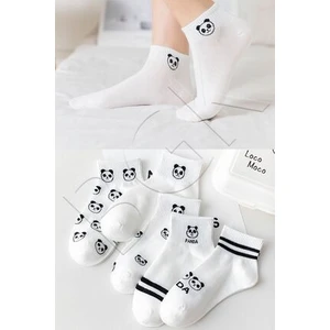 5 Çift Panda Desenli Kısa Çorap