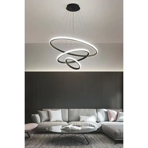 Fer Avize  Axes Modern Tasarım Yatak Odası - Salon - Mutfak Siyah Renk Beyaz LED 3 Lü Avize