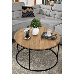 Yuvarlak Orta Sehpa Modern Tasarım Metal Ayak Suntalam Üst Yüzey 60 cm 42 cm