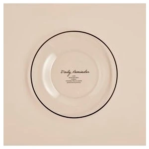 Bella Maison Cam Pasta Tabağı 19 cm Daily Reminder Desenli Şeffaf Modern Tasarım 4'lü Set