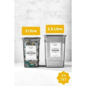 Etiketli 2li Strip Mega Boy Toz ve Tablet Deterjan Saklama Kutusu 2x(3,5 Litre)