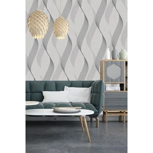 5305 Lüks Ss Şerit Gri Gümüş Duvar Kağıdı Duvar Kağıdı 5,30 M²