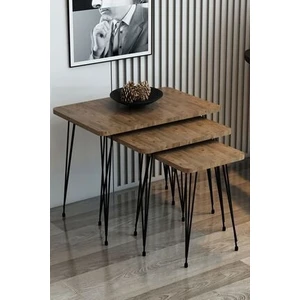 3'lü Zigon Sehpa Dikdörtgen Model Zigon Sehpa Metal Tel Ayak