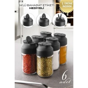 Kitchen Life 6'lı Çift Kapaklı Mini Twice Cam Baharatlık Seti - Tuzluk Biberlik
