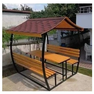 Puhu Ahşap Aksesuar Japon Çatı Model Ahşap Kamelya/çardak Piknik Masası (6 Kişilik) Jkç6-96